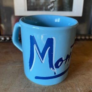 Vintage 1970s blue Montreal Canada ceramic mug made in England